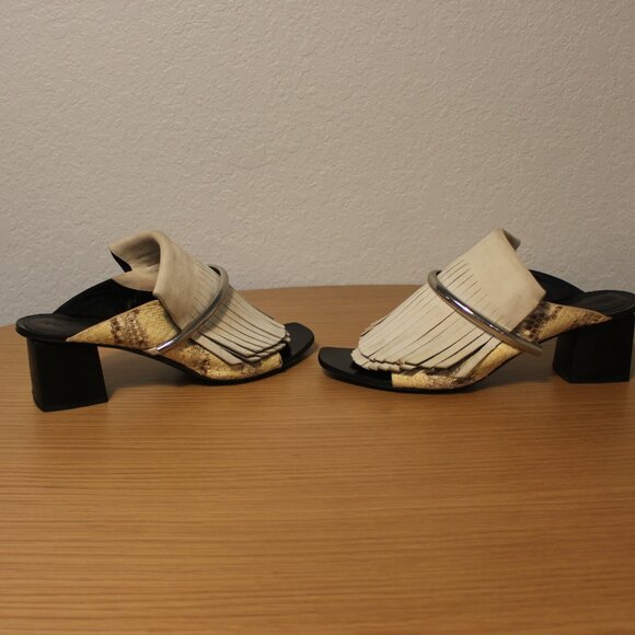 Proenza Schouler Animal Print Fringe Trim Accent Slides - Picture 3 of 7